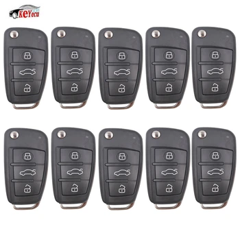 

KEYECU 10 Pcs/lot Replacement Shell Folding Flip Remote Key Keyless Entry Case Fob 3 Button for A2 A3 A4 A6 A6L A8 TT