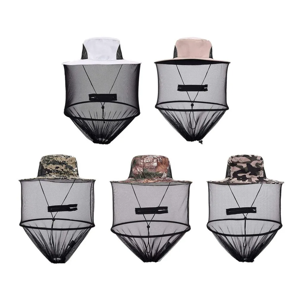 

Top Midge Insect Mosquito Cap Unisex Knit Bucket Hat Net Head Shield Net Fishing Camping Wild Jungle Facial Mask Protect Cap