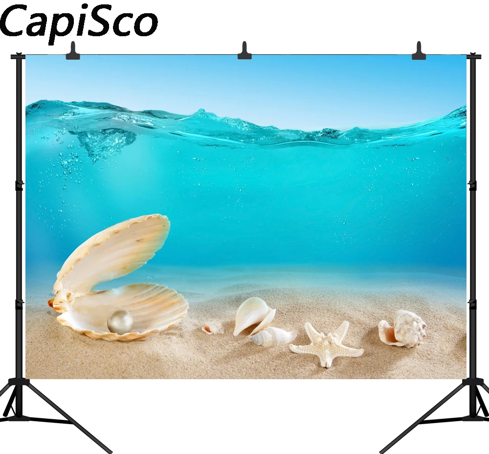 

Capisco Summer Holiday Sea Beach Sand Shell Starfish Photographic Backgrounds Customized Photography Backdrops For Photo Studio