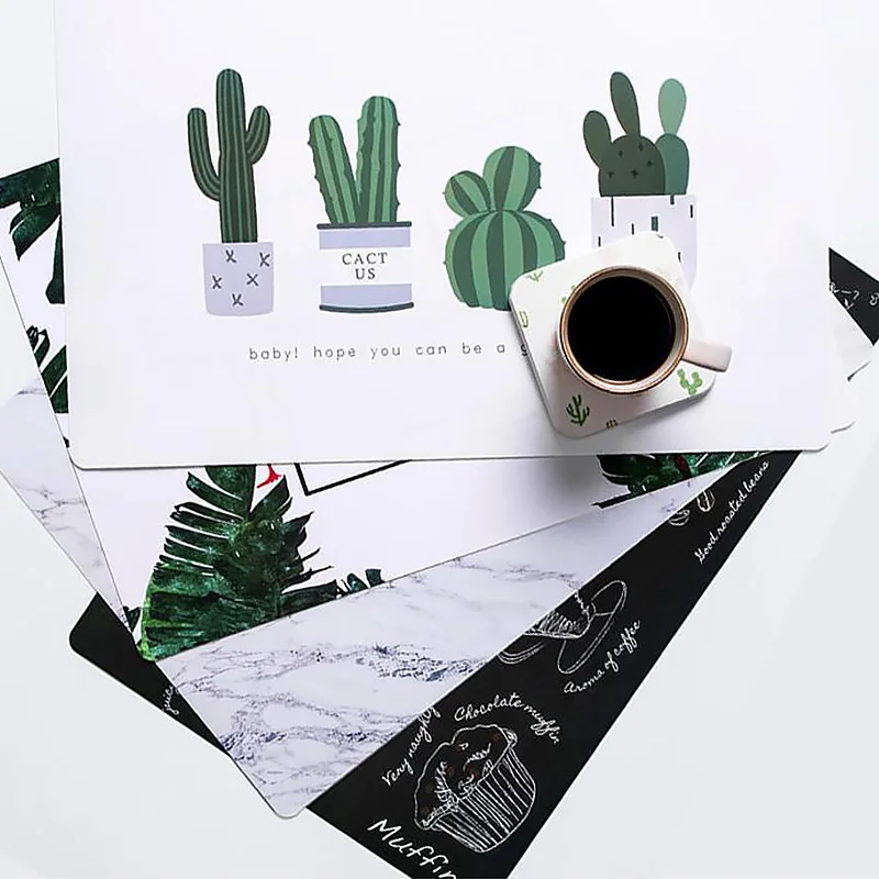 2 قطعة المطبخ أداة طاولة طعام حصيرة PP البلاستيك للحرارة معزول أدوات المائدة سادة عدم الانزلاق تحديد الموقع سجادة مقاومة للماء السلطانية وساد...