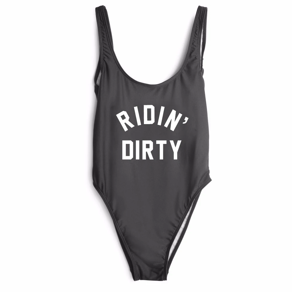 RIDIN' грязный Комбинезон костюмированный купальный костюм с буквенным принтом цельный купальный костюм пляжное бикини с открытой спиной комбинезон