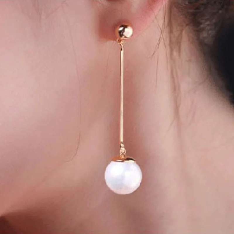 

Gold Long Chain Pearl Drop Earrings Beads Tassel Statement Charm Women Fashion Ear Jewelry Accessories Dangle Eardrop Pendientes