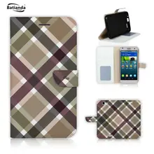 PU Leather Wallet Phone Cases for Huawei P8 lite Case Flip Cover Stand Magnetic Skin Tartan / Check Pattern Case