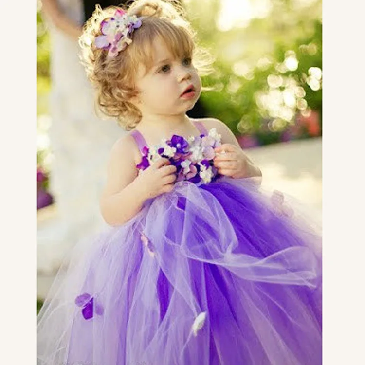 Little-Girls-Purple-Flowers-Long-Tutu-Dress-Kids-Crochet-Tulle-Straps ...