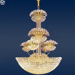 Традиционный гостиная фары пентхаус этаже дома пол лестница кристалл лампы освещения лампы золото Люстры lmy-0164