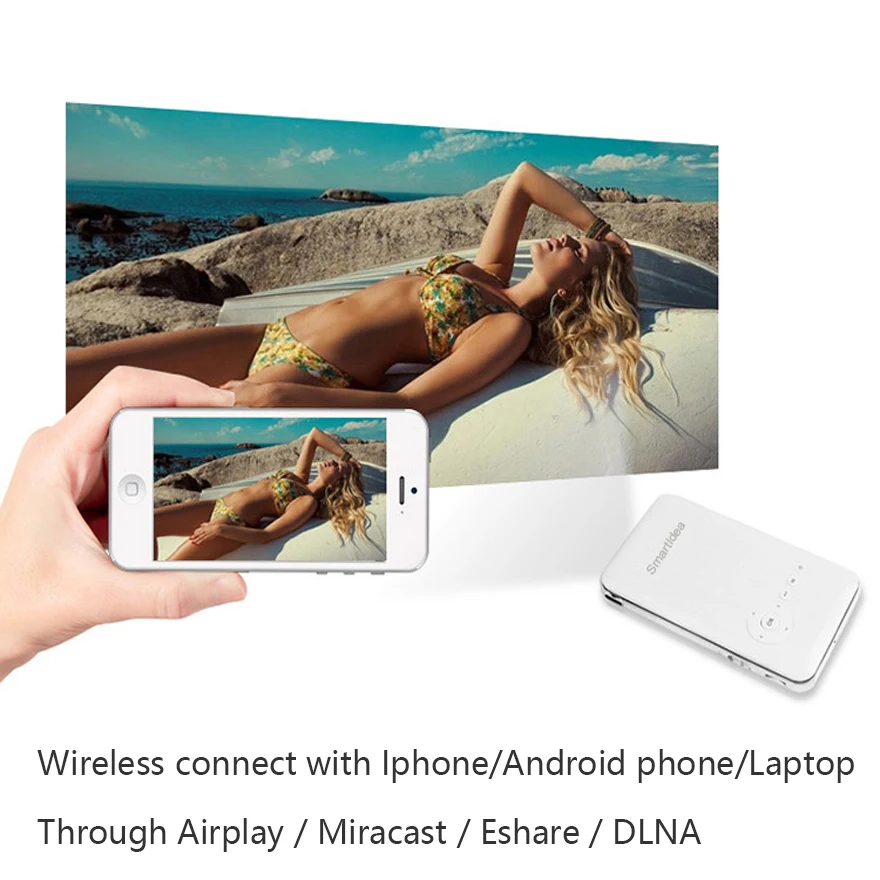 Светодиодный мини проектор SmartIdea Android 7.1.2 5000 мАч Wi Fi Bluetooth DLP 1080P Поддержка AirPlay Miracast