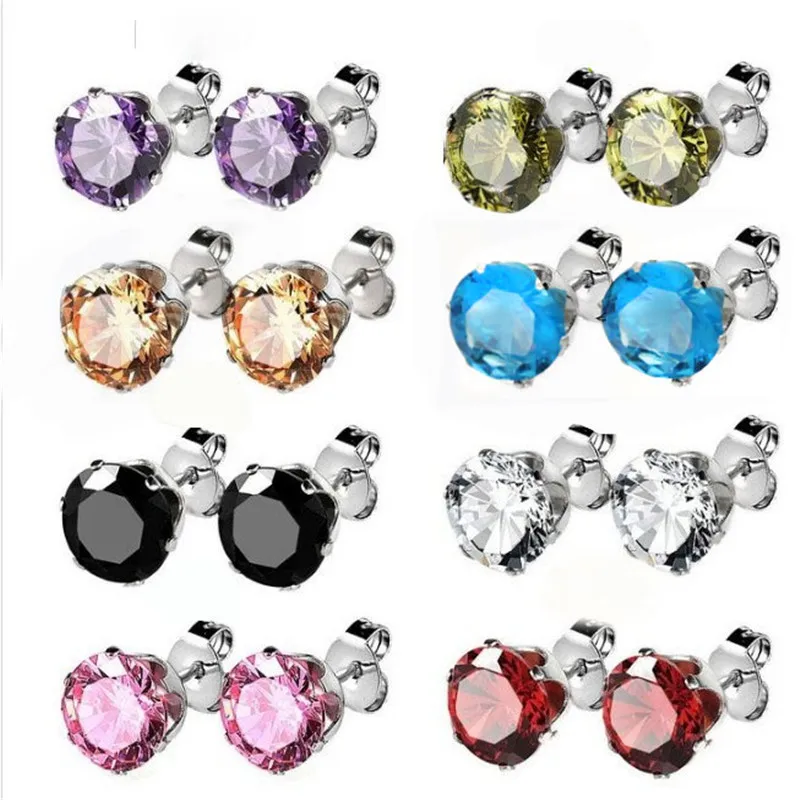 

2018 new jewelry 8mm Imitation Zircon stud earrings color Statement earring for women Girls gift