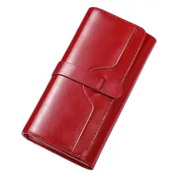 Лидер продаж кошелек бренд Портмоне разделение кожа для женщин кошелек портмоне бумажник Женский держатель для карт длинные леди клатч