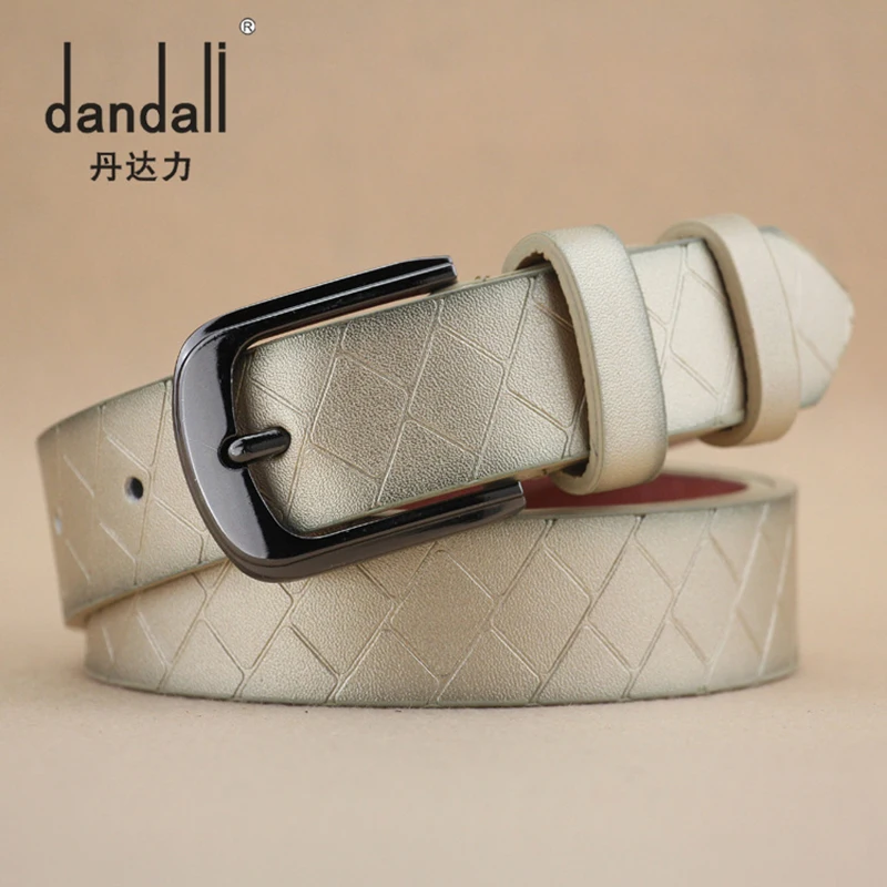 

DANDALI Leather Belts for Women Brand Luxury Strap Designer Black Geometric Pattern Belts Strap Pin Buckle Fancy Jeans Belt
