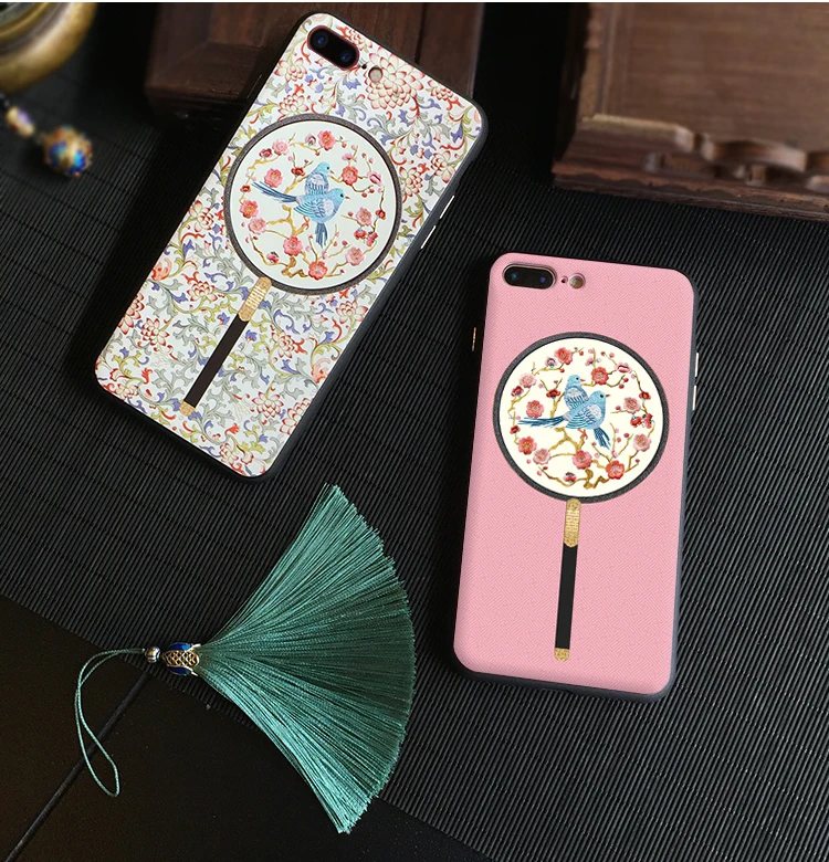 2 шт для iPhone 6/6s чехол китайский Дворцовый стиль X 7 8 plus magpie Сливовый цветок твердая