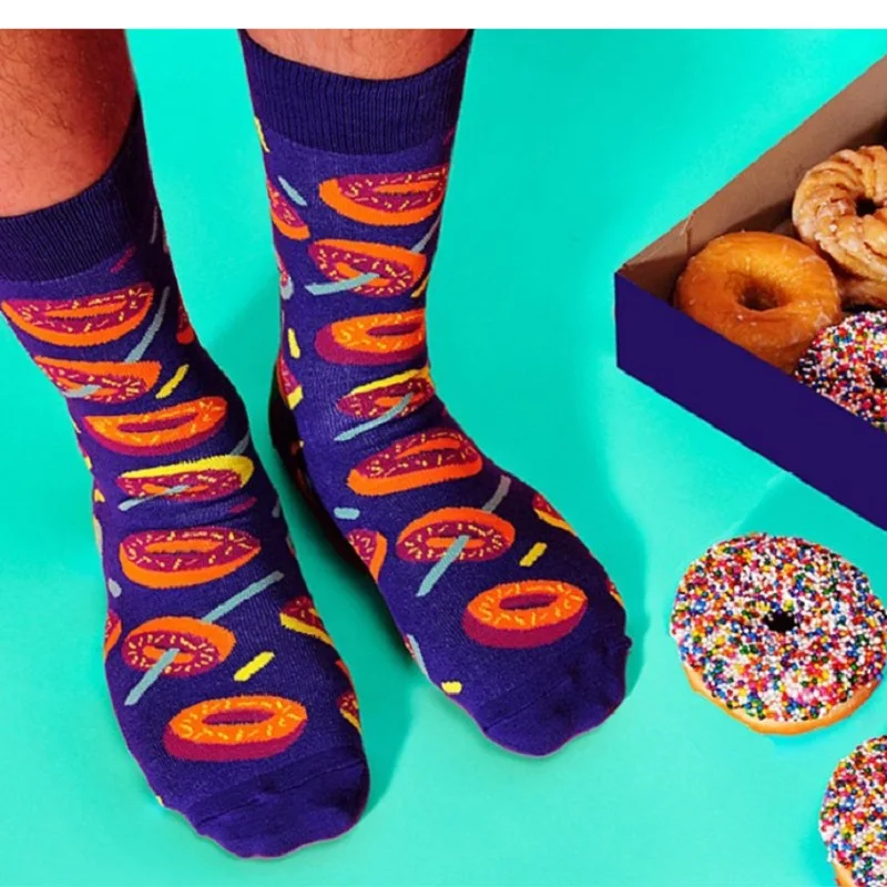

9 Colors Fresh Harajuku Fruits Cotton Socks Doughnut Toast Sushi Avocado Hamburger Cake Design Calcetines Mujer 2019