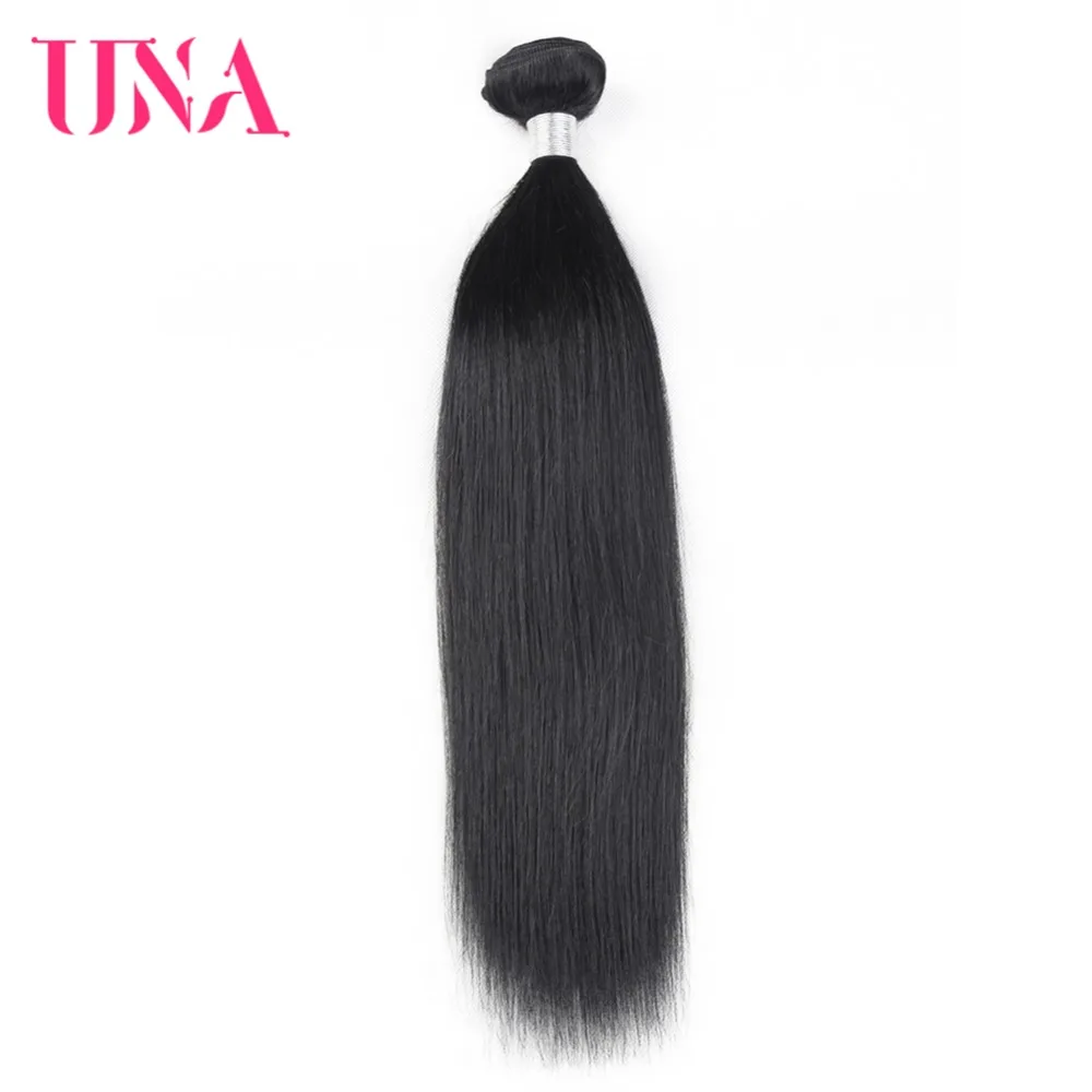 

UNA Human Hair 1/3/4 Piece Color #1B Hair Brazilian Straight Remy Hair Weft Human Hair Weave Bundles 8-26 inches Free Shipping