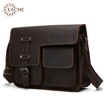 

Crazy Horse Leather Men Crossbody Bags Casual Business Laptop Package Handbag Men Satchels Shoulder Messenger Bag Wholesale