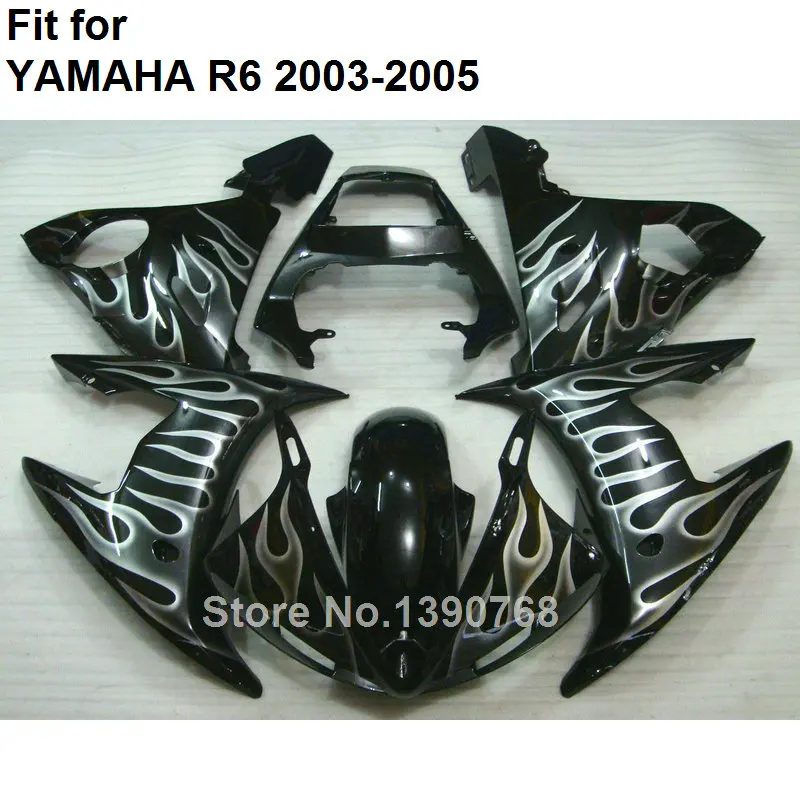 

Bodywork kit for Yamaha fairings YZF R6 2003 2004 2005 white flames black fairing set YZFR6 03 04 05 DB02