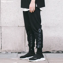 Новые мужские модные уличные хип-хоп брюки тренд винтажная ленточка эластичные тонкие повседневные штаны луч плюс размер певица костюмы