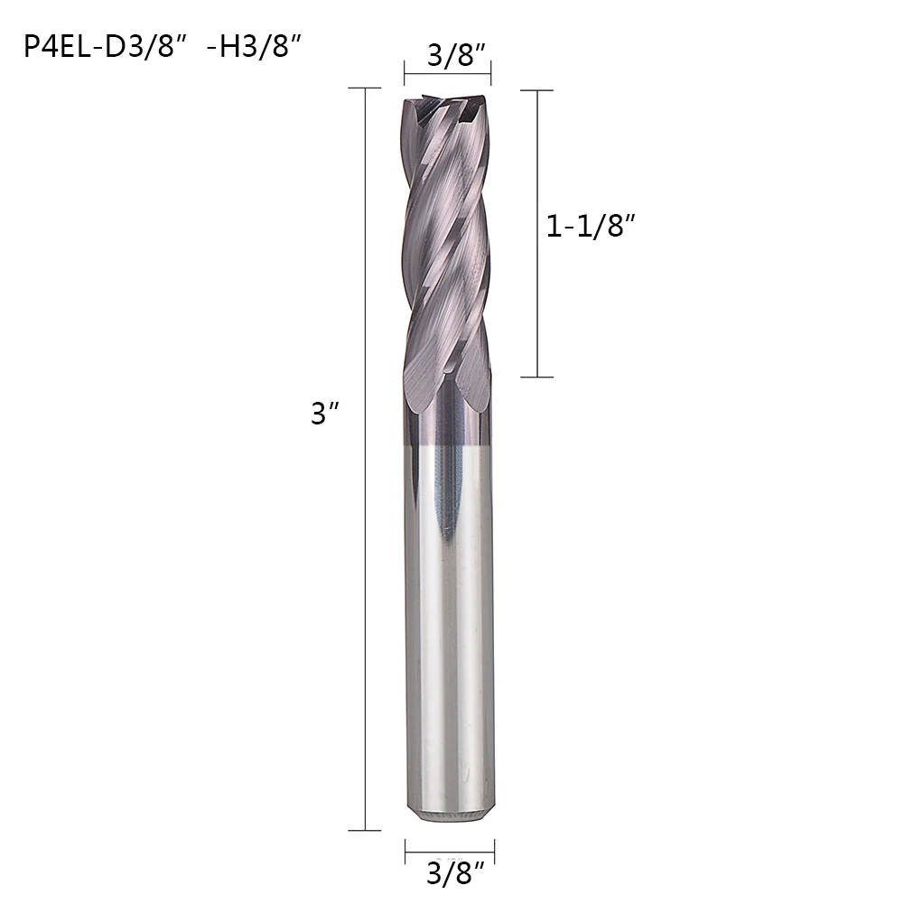 1 шт. дюймов Размер карбида вольфрама Концевая фреза 4 флейты ЧПУ концевые фрезы инструменты для обработки лица и слот hrc50 покрытием концевые фрезы - Длина режущей кромки: P4EL-D(3-8)-H(3-8)