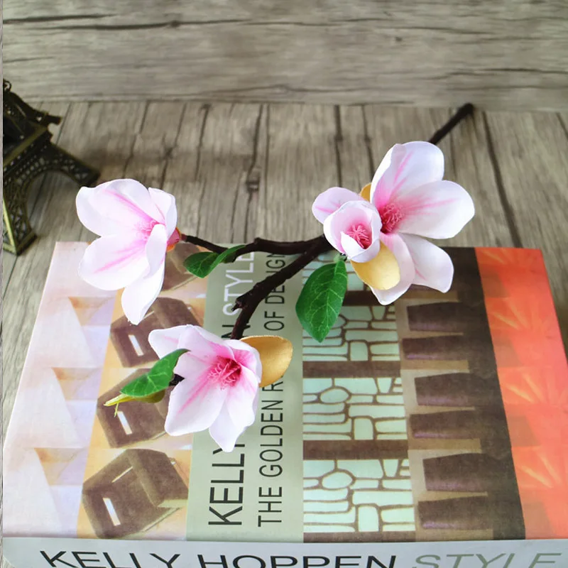 1pcs4 Heads Artificial Mangnolia Flower Fake Moth flor Orchid Flower for Home Wedding DIY Decoration Real Touch Home Decor Flore