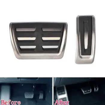 

BBQ@FUKA 2x AT Foot Pedal Fuel Gas Brake Pedal Stainless Steel Fit For Audi A4 A5 A6 A7 Q5 2013-2016 NO DRILL