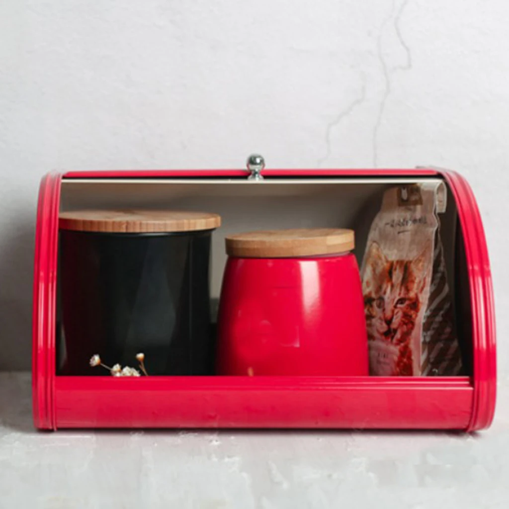 Красная Хлебница для кухонной стойки Хлебница контейнер для хранения хлеба, выпечки и многого другого, свернутая крышка дизайн