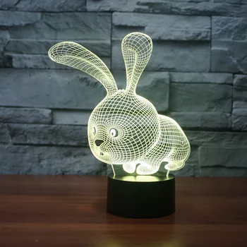 

[Seven Neon]Cute Rabbit Cartoon Carrot Acrylic 7Colors Desk Lamp 3D Lamp Novelty Led Night Light Millennium Falcon Light