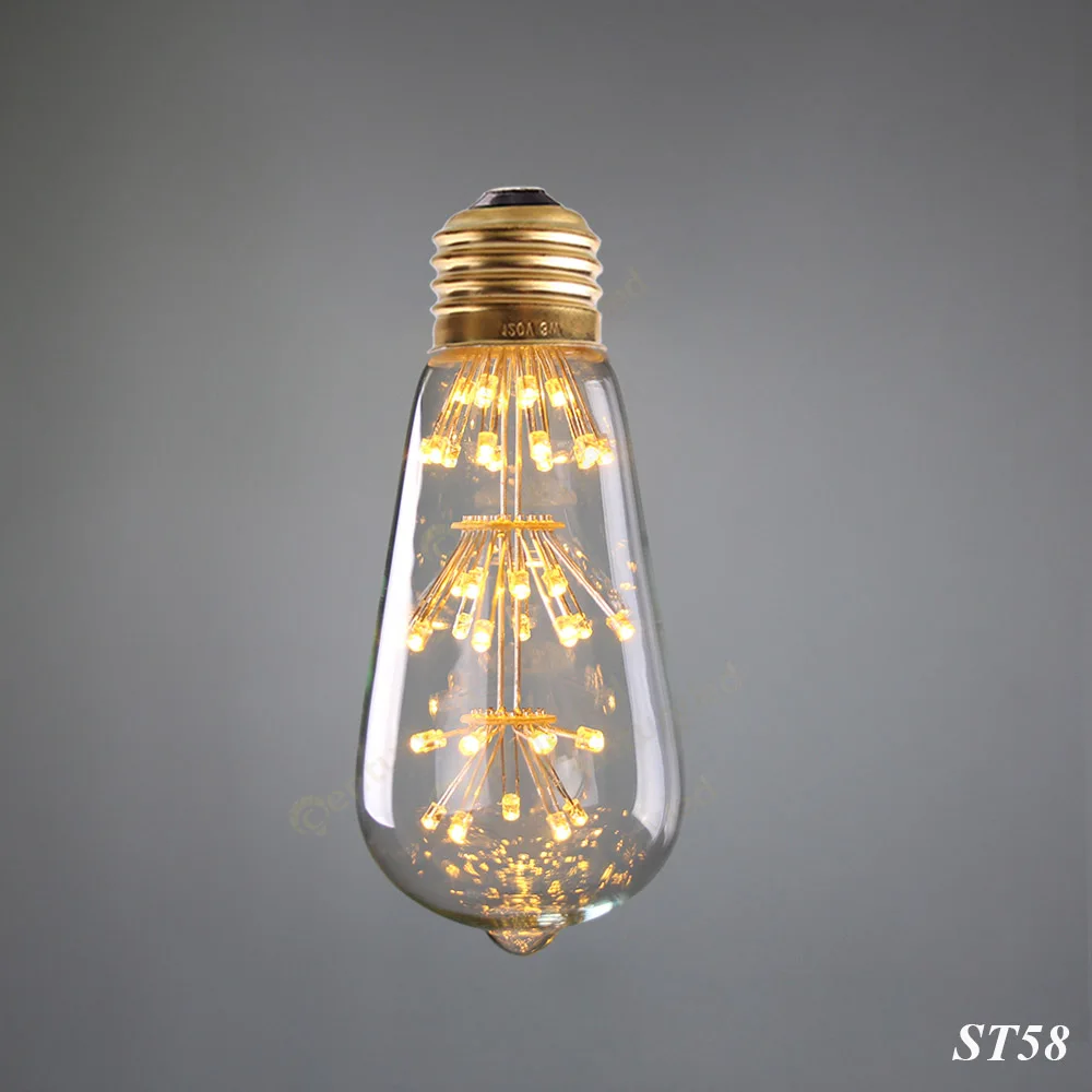 Christmas bulbs ST64 A60 G80 G95 Ретро звездное небо диммируемая Светодиодная лампа 3 Вт 2200 к E27 220 В бутылка вина декоративная фейерверк лампочка лампада СИД - Испускаемый цвет: ST64