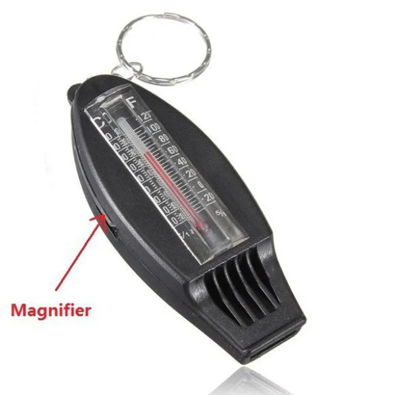 

Super Compact Design Versatile 4IN1 Compass Thermometer Whistle Magnifier