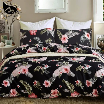 

Dream NS Bedding Set 100% Polyester Wool Grinding Black Sole Printing Pastoral Quilt Kit Bedding Set Comfortable Skin Affinity