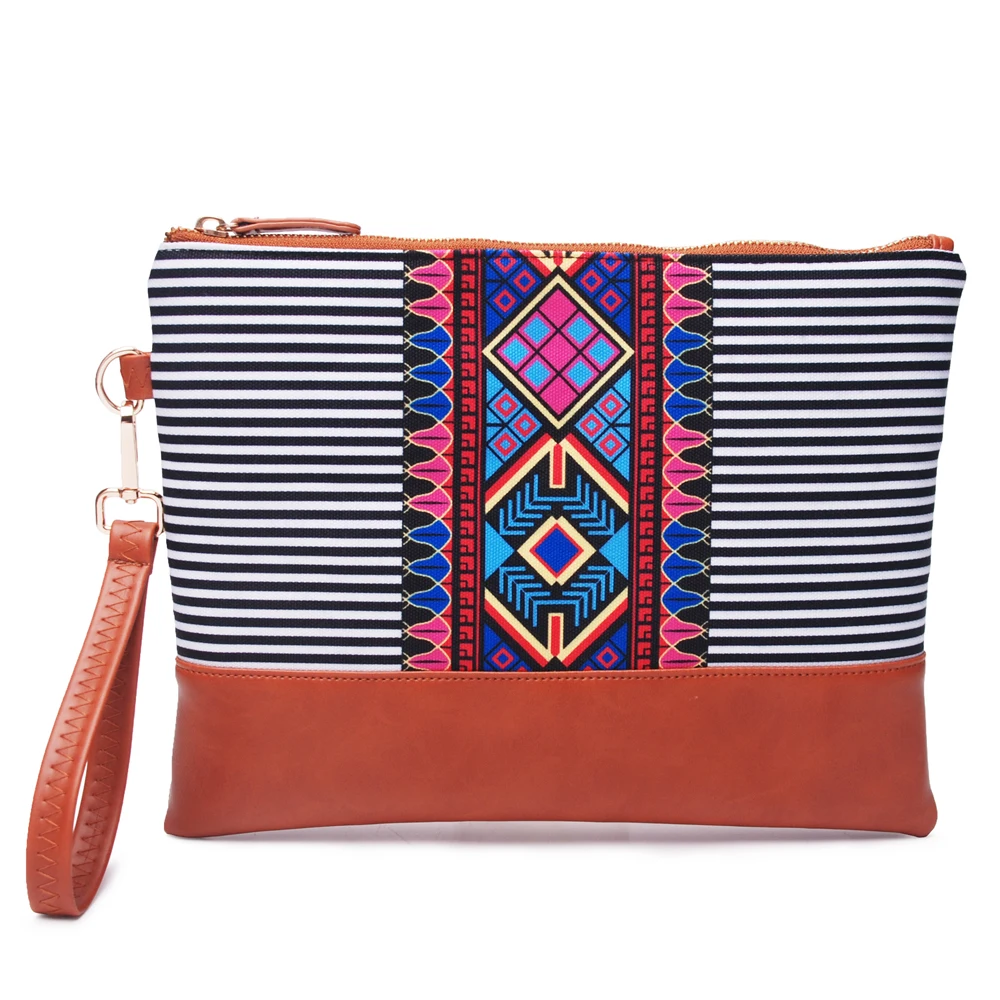 

Wholesale Aztec Serape Clutch , Free Shipping Stripes Patterns Canvas Wristlet Clutch Accessory Case DOMIL-10101167