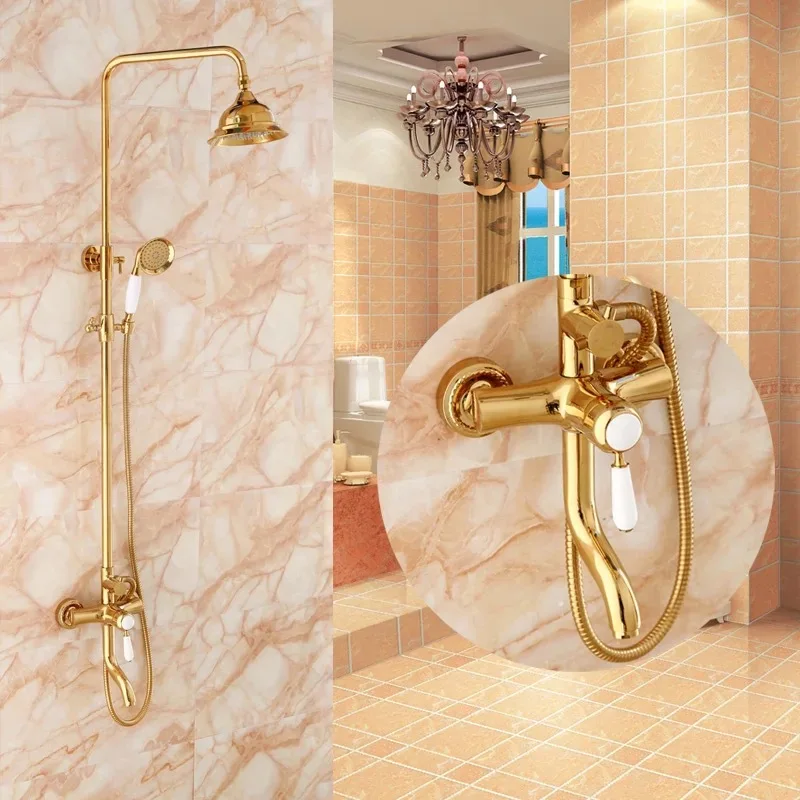 BECOLA free shipping luxurious shower set gold color shower faucet two