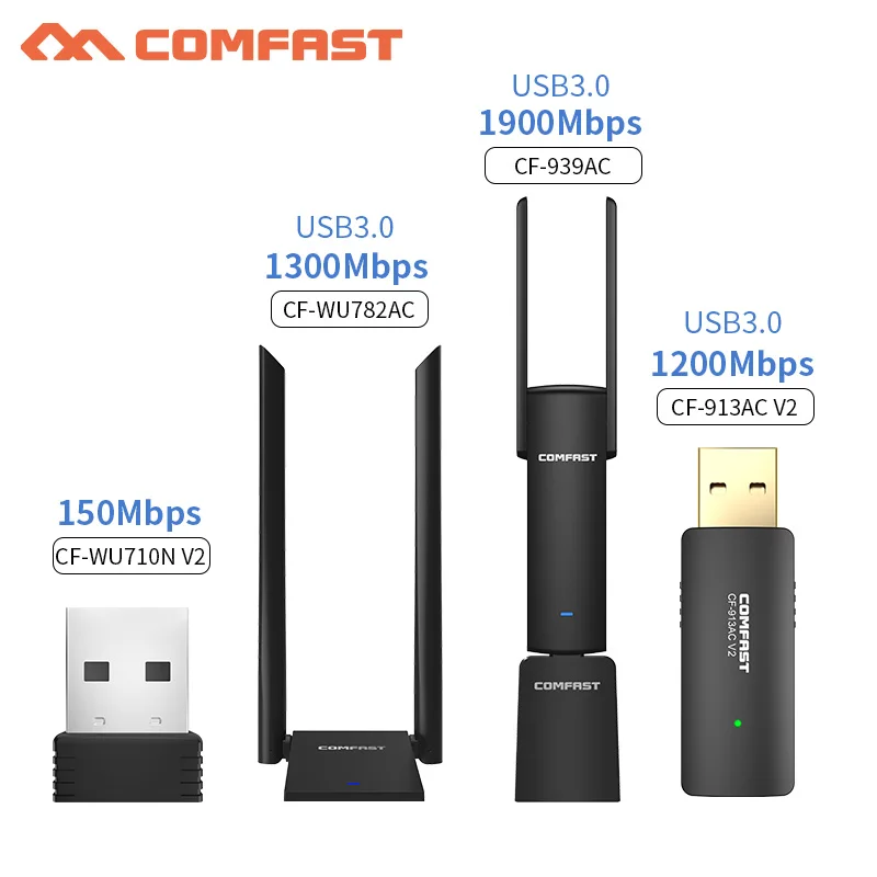

Long Range PC Wifi Adapter USB Lan Dongle Wi-fi Antenna 150 - 1900 Mbps Wlan Receiver Network Card For PC Laptop Wireless emitte