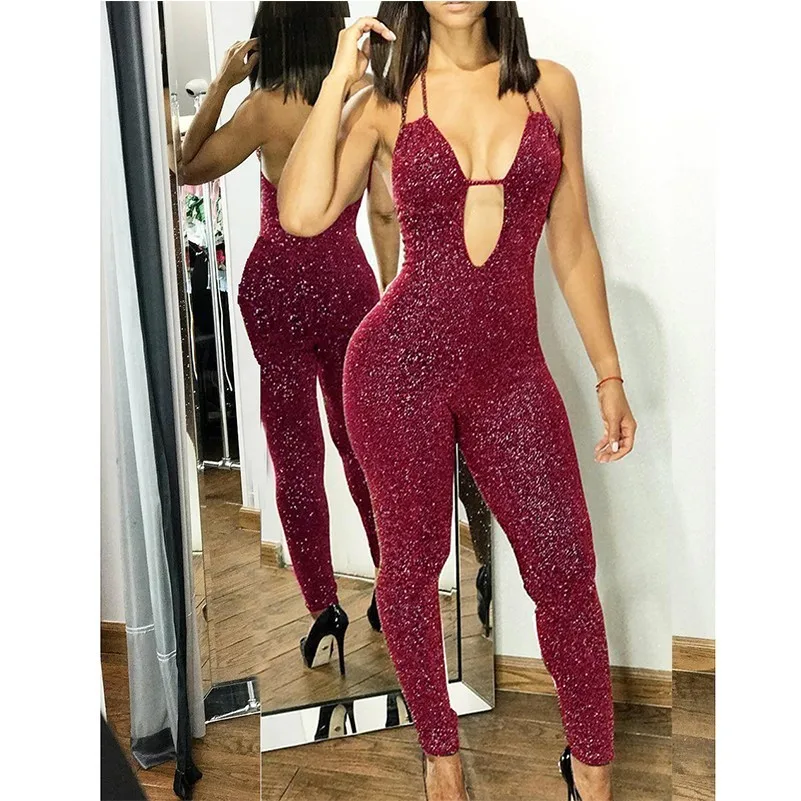 

glitter Sexy bodysuit women rompers womens jumpsuit body feminino combinaison femme backless bodysuits jumpsuits Autumn Winter