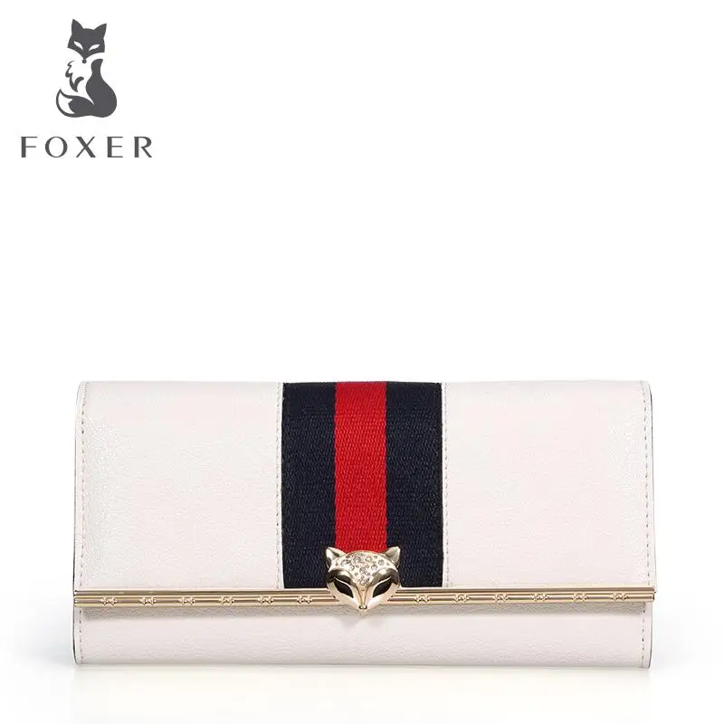 

FOXER luxury fashion high-grade leather wallet 2016 new female long section of 100% high-quality brand-name famous women