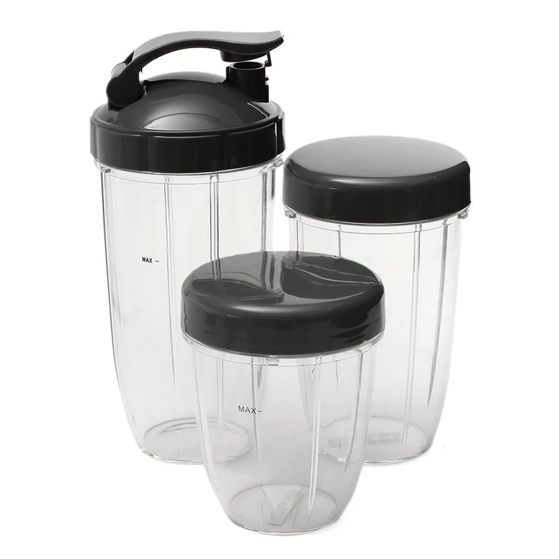 New 3pcs Cups 32oz Colossal +24oz Tall&Small Cup +3 Lids Set For Nutribullet Blender