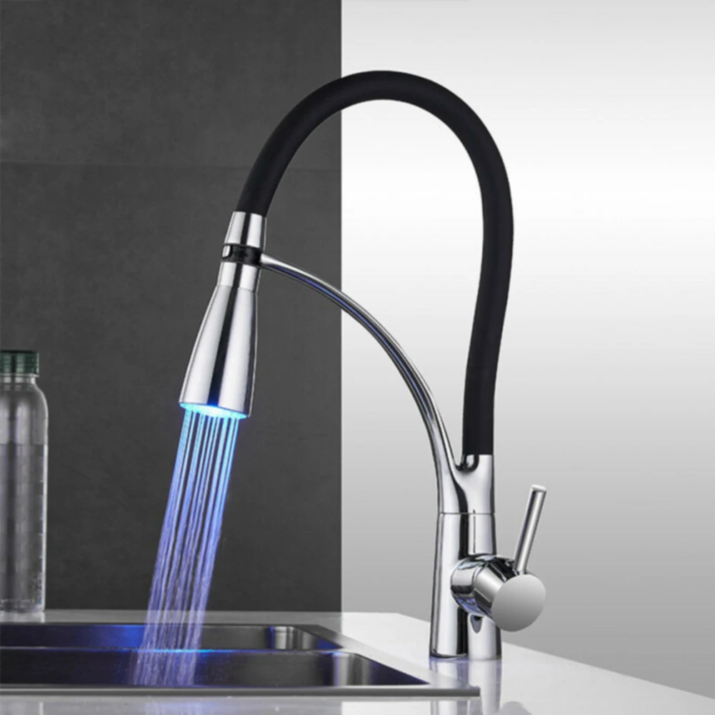 

Cold-Hot Water Easy Install Pull-out Professional Plated High-Arch Spout Kitchen Sink Switch Durable Practical Spray Faucet Home