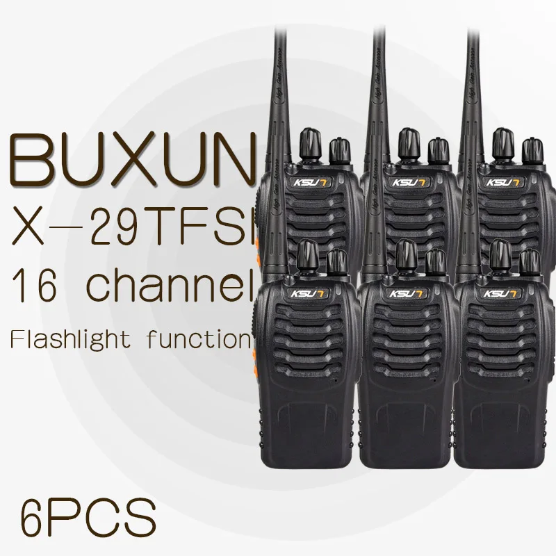 6 шт. KSUN X-29TFSI портативная рация 5 Вт ручной Pofung UHF 5 Вт 400-470 МГц 16CH двухсторонний портативный любительский радиопередатчик