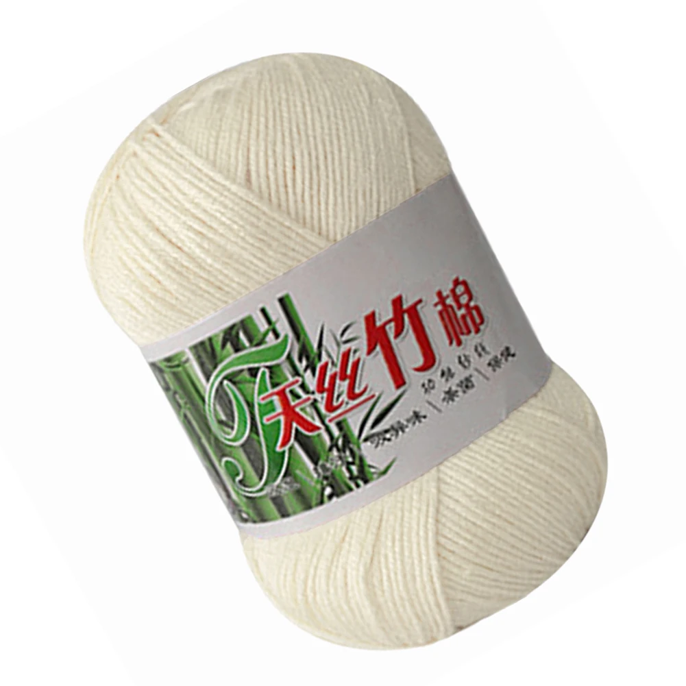 50 г/мяч красочные мягкие бамбуковые шерстяные хлопчатобумажные нитки пряжи вязальная пряжа для ручного вязания DIY свитер Одеяло шарф перчатки - Цвет: Milk White