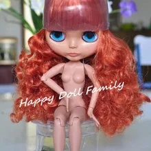 Обнаженная кукла Blyth с Соединенным телом, Имбирные вьющиеся волосы, кукла с темной кожей, DH06