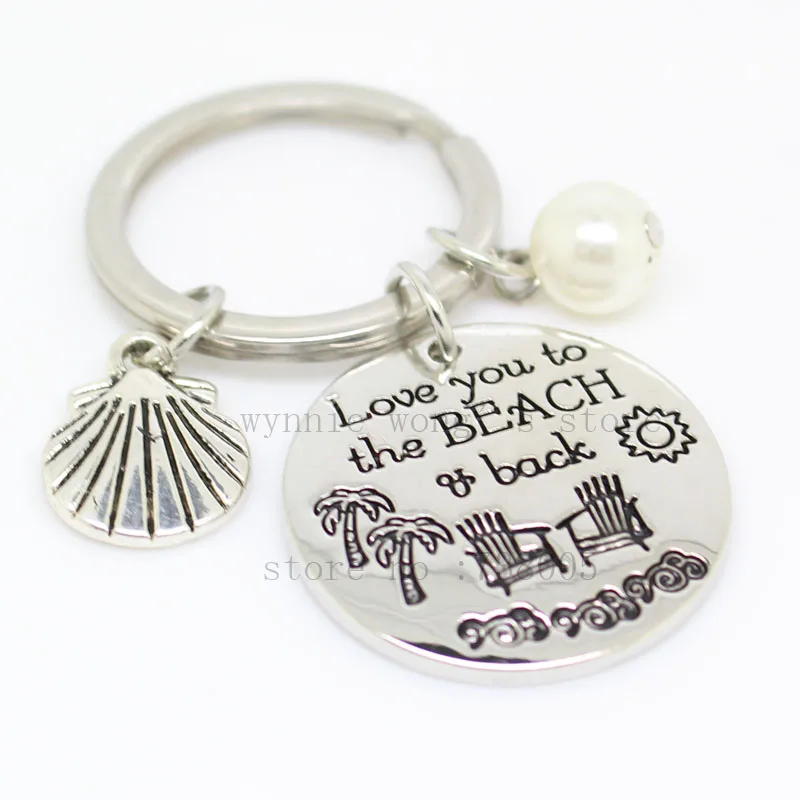 2017 Hand Stamped Jewelry love you to the beach and back Beach necklace &ampkeychain Simple summer jewelry | Украшения и