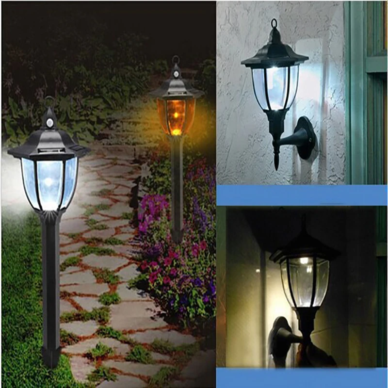 2019 New Outdoor 4 LED Solar wall light lamp 100 % solar power Palace design solar garden light