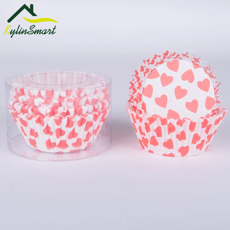 

100 Pcs/lot Large Colorful Heart Pattern Muffin Cupcake Paper Cup Cupcake Liners Wrapper Baking Cases Dessert Holder Cake Cups