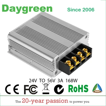 

Factory Price 24V to 56V 3A 168W DC DC Step Up Boost Regulator Converter Charger 3 Years Warranty CE RoHs Certificate Waterproof