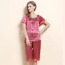 Шелковое ночное белье Брендовые женские шорты с коротким рукавом пижамные комплекты шелк тутового благородный пижамный комплект M/L/XL