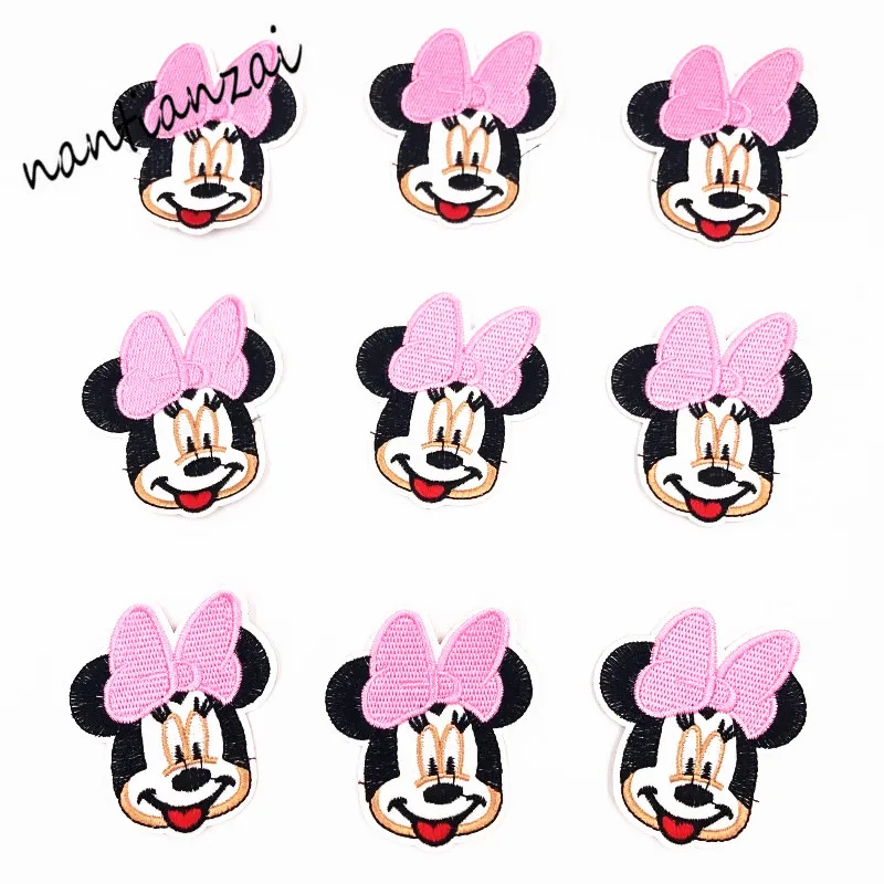 

10pcs DIY Apparel Accessory Minnie patches for clothing iron embroidered patch applique iron on patches sewing accessories badge