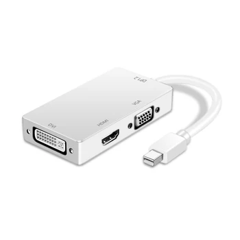 

Mini dp to HDMI/VGA/DVI three-in-one converter Surface apple notebook projector docking station white -1080P
