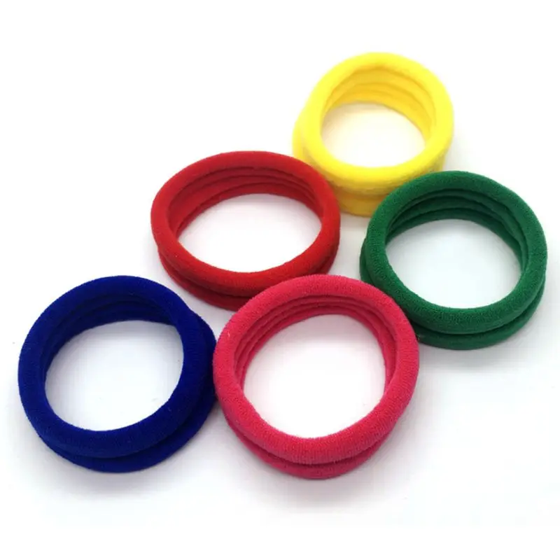 Women Girls High Elasticity 4cm Medium Thick Rolled Towel Hair Rope Candy Solid Color Rubber Band Ring Ponytail Holder Scrunchy
