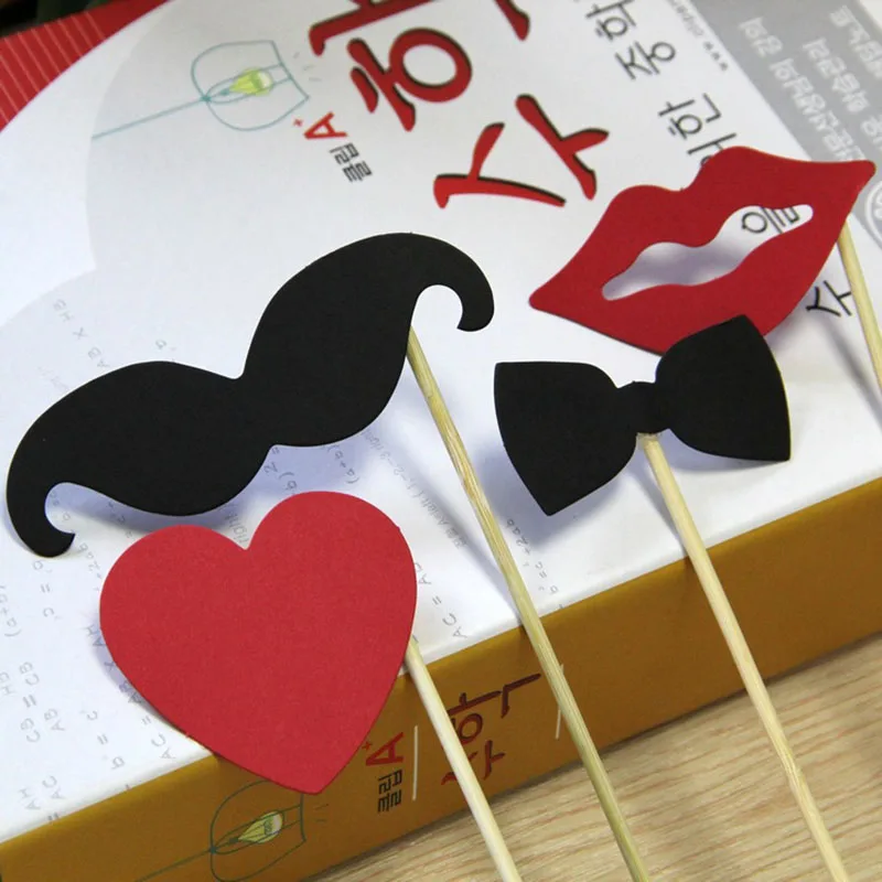 

10Pcs Funny Black Mustache Red Lips Photo props Wedding Decor Supplies Bachelor Party Photo Booth Props