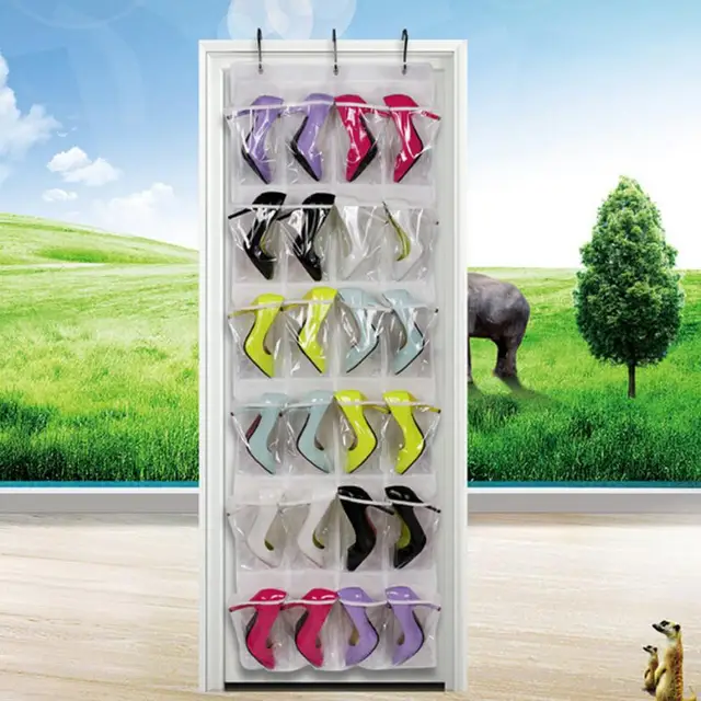 Clear Collection 24 Pocket Over The Door Shoe Organizer Storage Clear Collection 24 Pocket Over The Door Shoe Organizer Storage Hanging Bag 24grid Non