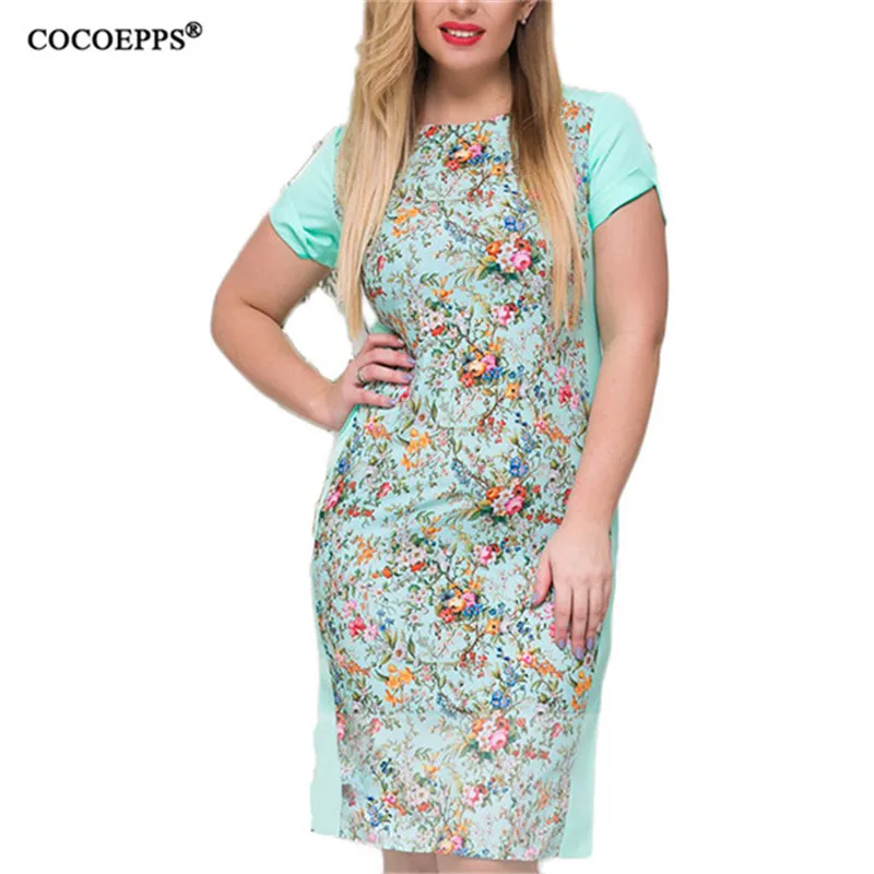 

COCOEPPS New Fashion Women Dress 2019 Plus Size Floral Print Femme Dresses Summer Large Size Ladies Vintage Split Vestidos 6XL