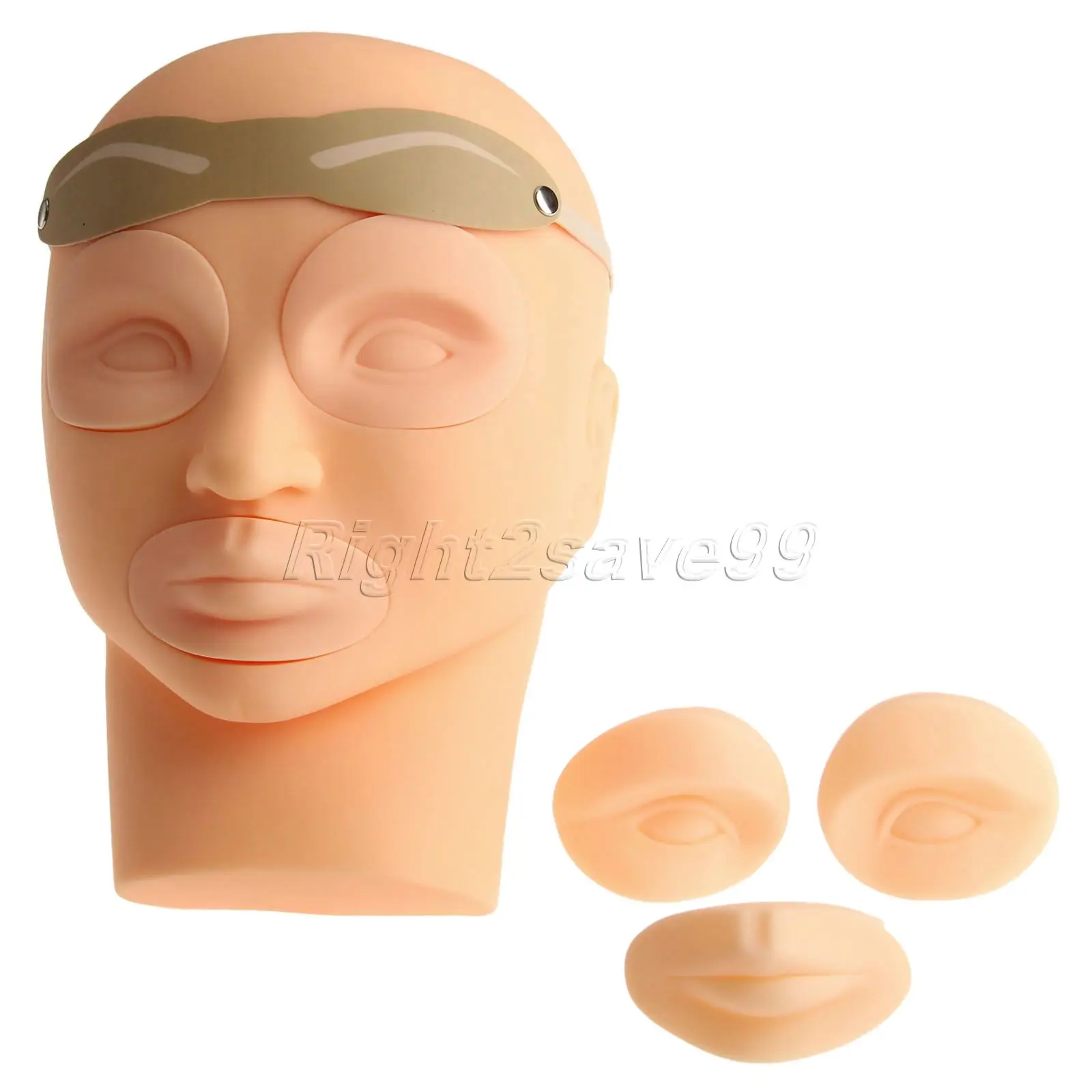 

1 Set Tattoo Head + Eyebrow + 2 Eyes+1 Lip Stencil Practice Skin Eyebrow Belt Practice Skin Training Mannequin for beginner
