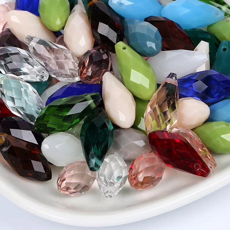

8*16mm Cross Hole Big Water Drop Beads Colour Crystal Beads Scatter Loose Spacer Beads Handmade Beaded DIY Jewelry Accessories